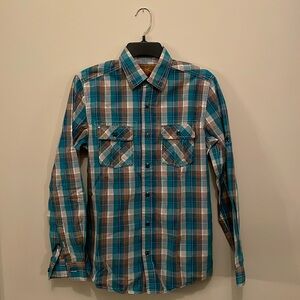 Men’s Red Camel Long Sleeve Plaid  Western Shirt